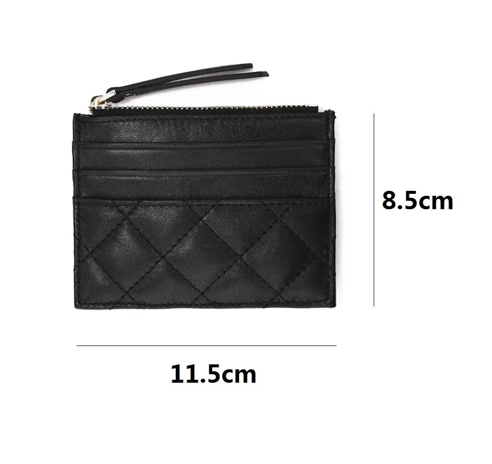 Women's genuine lambskin leather card holder with zip Vyar design