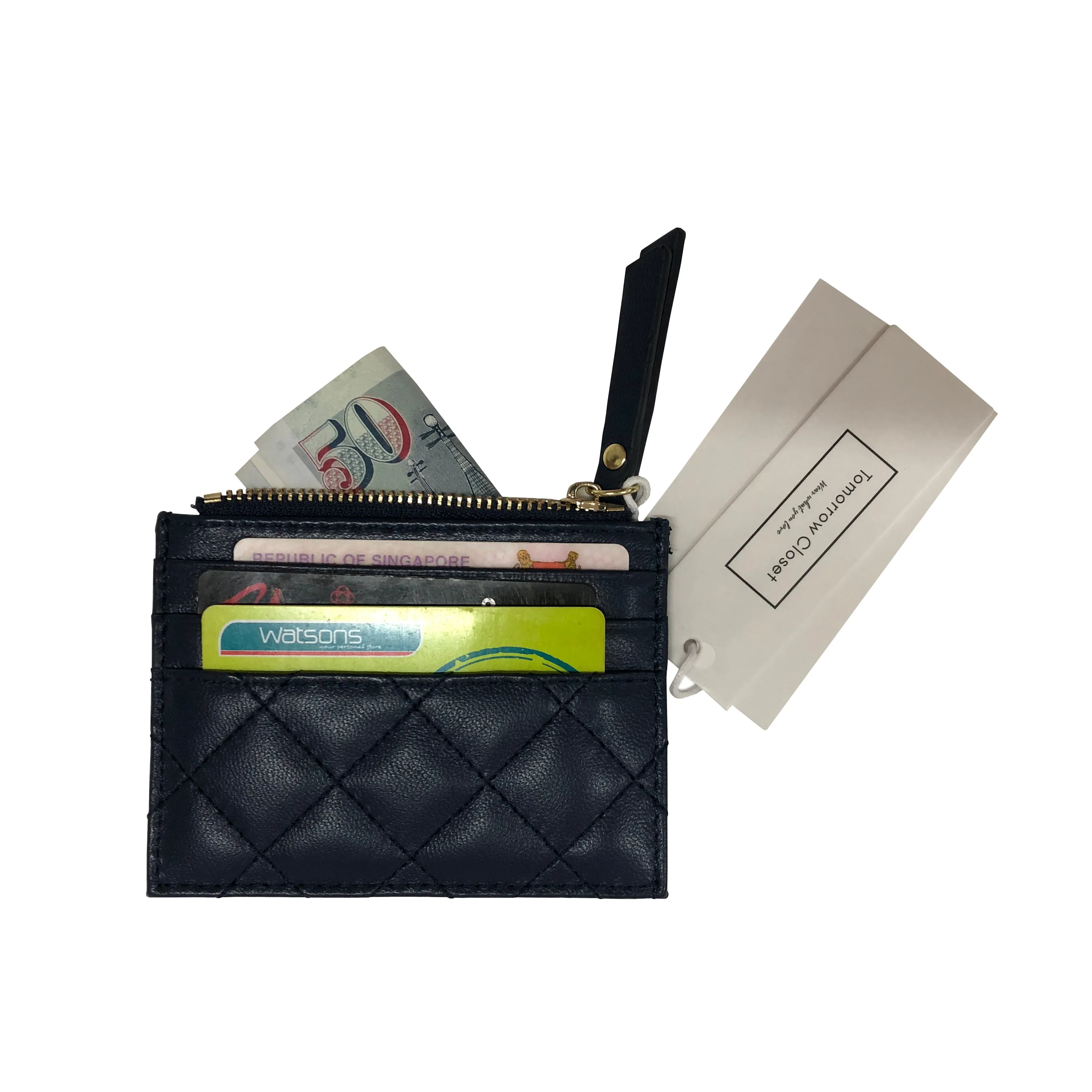 Women's genuine lambskin leather card holder with zip Vyar design